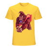 Yellow cotton t-shirt with red monster graphic print