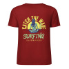 Red cotton T-shirt with 'Catch the Wave Surfing' print, summer fashion