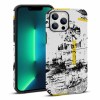 iPhone 13 fiber skin case with abstract art design, scratch-resistant protection.