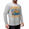 Grey pure cotton long sleeve T-shirt featuring ASMODUS B-MUDZ Shark Attack graphic for casual wear.