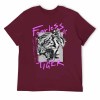 Maroon 100% cotton men's Fearless Tiger graphic tee, front view.