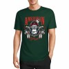 Dark green pure cotton short-sleeved T-shirt with "AMERICAN LEGEND" gorilla graphic print.