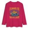 Red pure cotton long sleeve T-shirt featuring 'A SMOOTH SHAKER' graphic, casual wear.