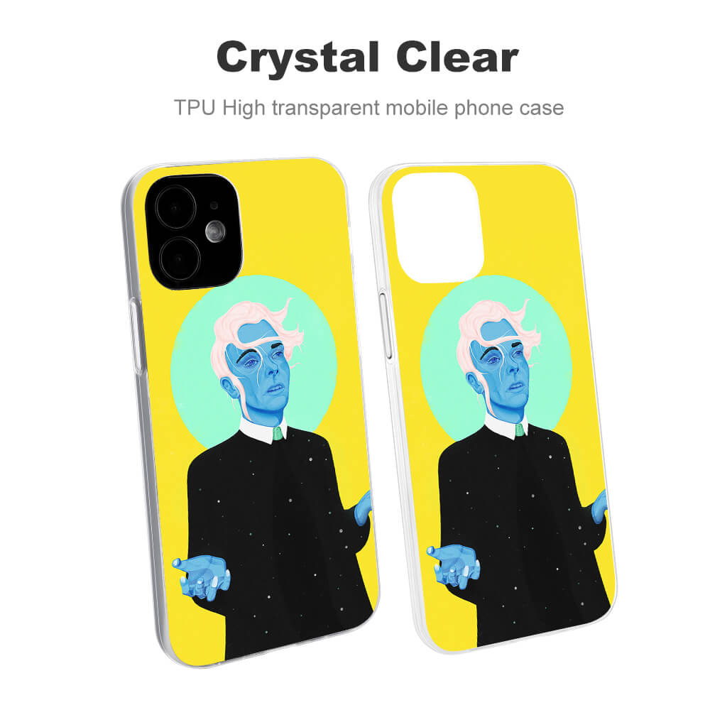 iPhone 12 series yellow case with unique art design, crystal clear, provides phone protection, Inkedjoy