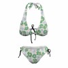Plus size floral bikini swimsuit with halter top and adjustable ties