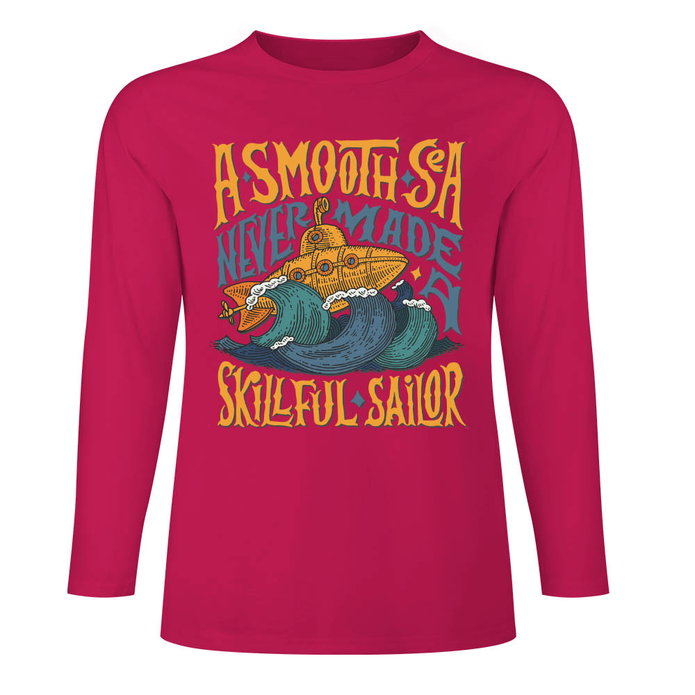 Red pure cotton long sleeve T-shirt with A SMOOTH SHAKER graphic, casual wear