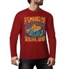 Red pure cotton long sleeve T-shirt featuring ASMODUS Skull San graphic, casual wear.
