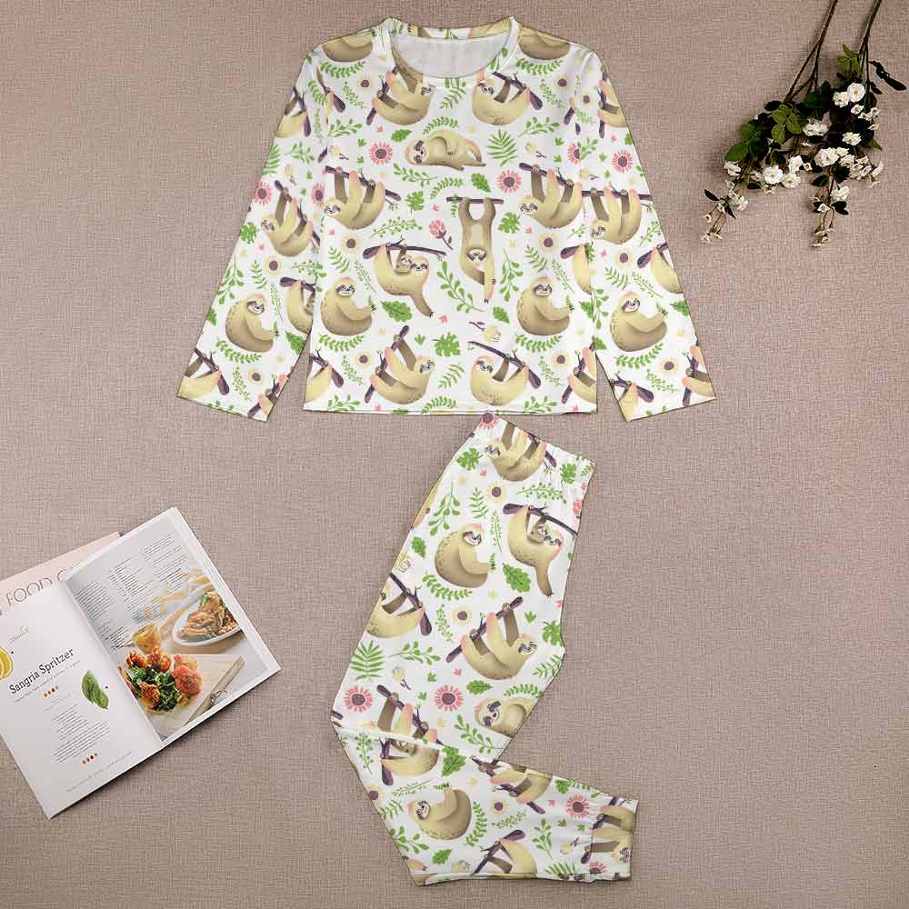 Boy's Pajama set with soft fabric, featuring comfortable crew neck design, perfect for kids' sleepwear.