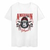 White cotton short-sleeved T-shirt with AMERICAN LEGEND gorilla graphic print