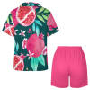2025 Silk pajama set with watermelon print top and pink shorts, comfortable sleepwear.
