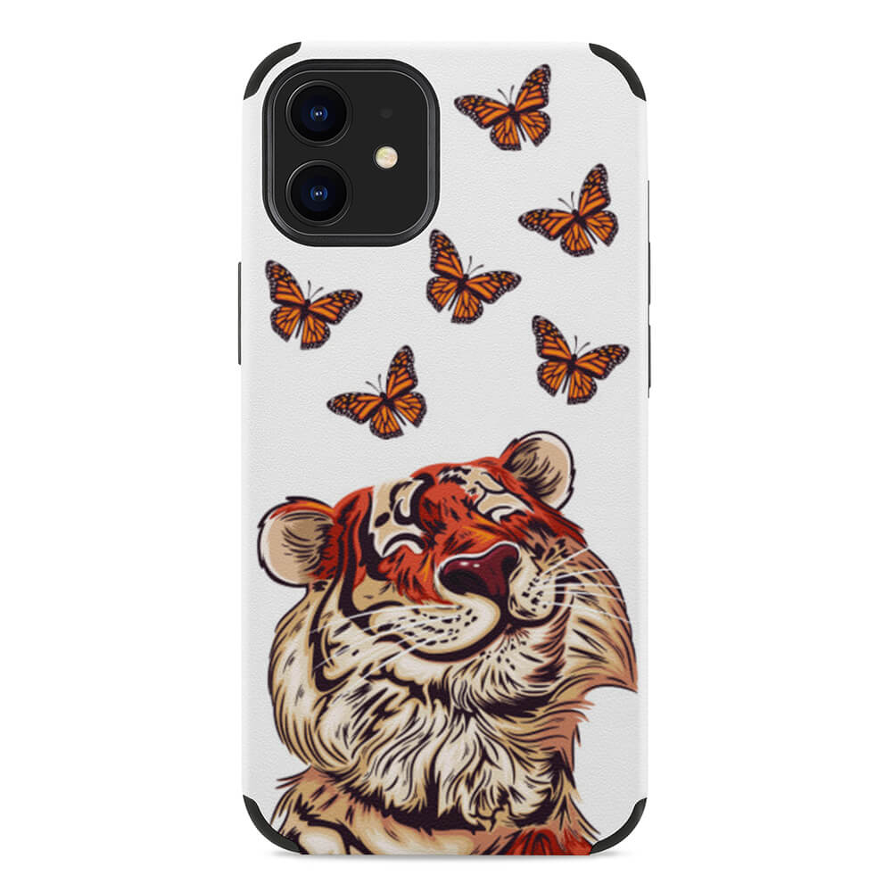 Microfiber iPhone 12 case with a teddy bear and butterflies design.