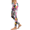 Soft Ladies Pattern Yoga Pants, high-waist design, colorful leaves and abstract shapes, perfect for sports and fitness