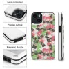 iPhone 15 case with floral print and card slot. TPU leather, full protection design.