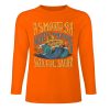 Orange pure cotton long sleeve T-shirt featuring 'A SMOOTH SHAKER' graphic design, casual wear.