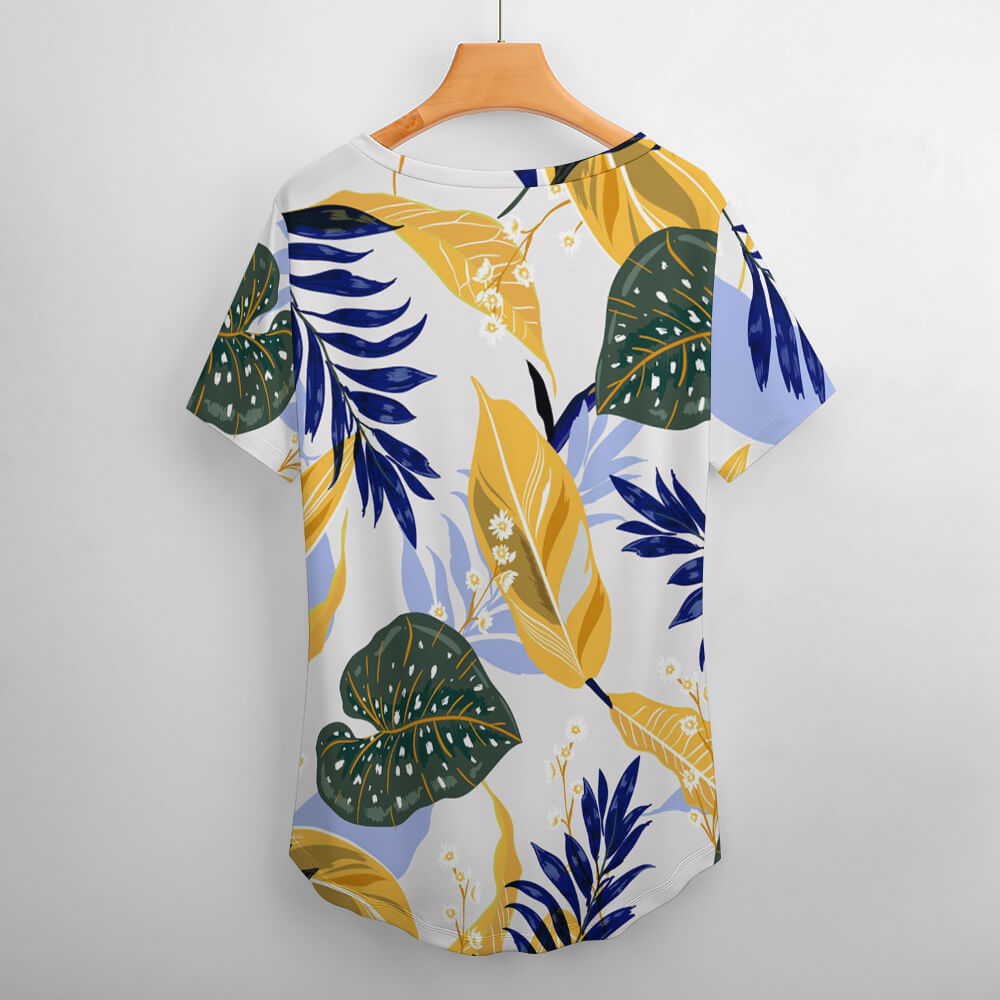 2024 New V Neck Short-sleeve Women Shirt Printed