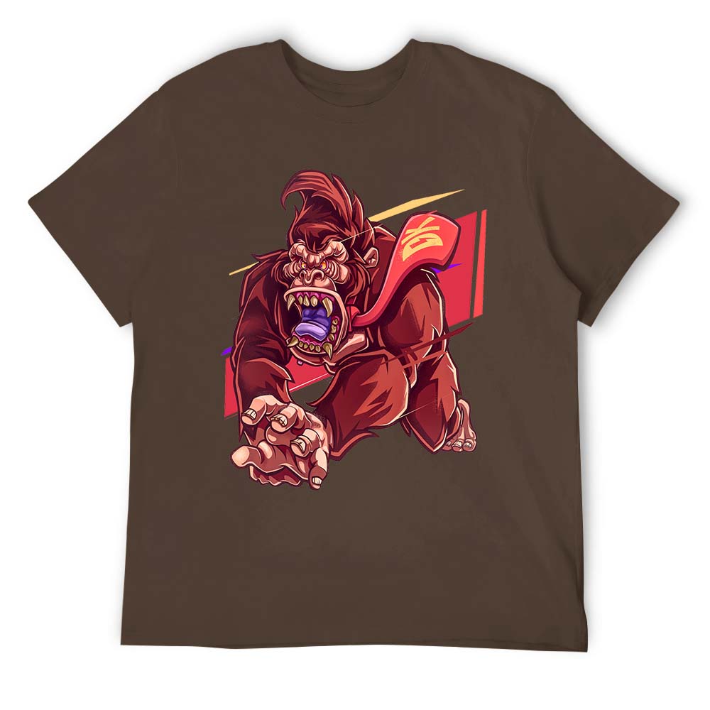 Men's brown cotton t-shirt with red monster graphic print | Inkedjoy