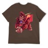 Men's brown cotton t-shirt with red monster graphic print | Inkedjoy