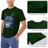Dark green cotton men's samurai skull T-shirt, soft fabric and breathable, perfect for leisure.
