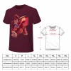 Maroon men's cotton t-shirt with red monster graphic and size chart | Inkedjoy