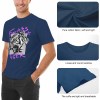Men's dark blue cotton T-shirt with Fearless Tiger graphic print, collection. Pure cotton fabric, soft touch.