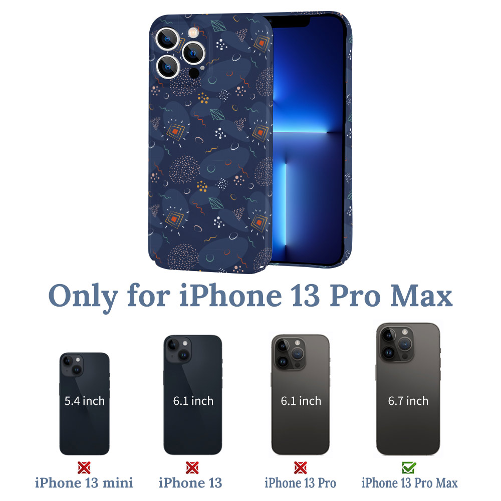 iPhone 13 Pro Max case, PC plastic with dark blue celestial pattern, phone protection