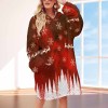 Red and white Women's Hooded Blanket Shirt with snowflake and forest pattern, oversized polyester blanket sweater