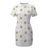 White crew neck short sleeve star print dress, perfect for casual wear and summer