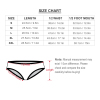Size chart for Ice Silk T-back underwear, showing pants length, waist, and foot mouth measurements.