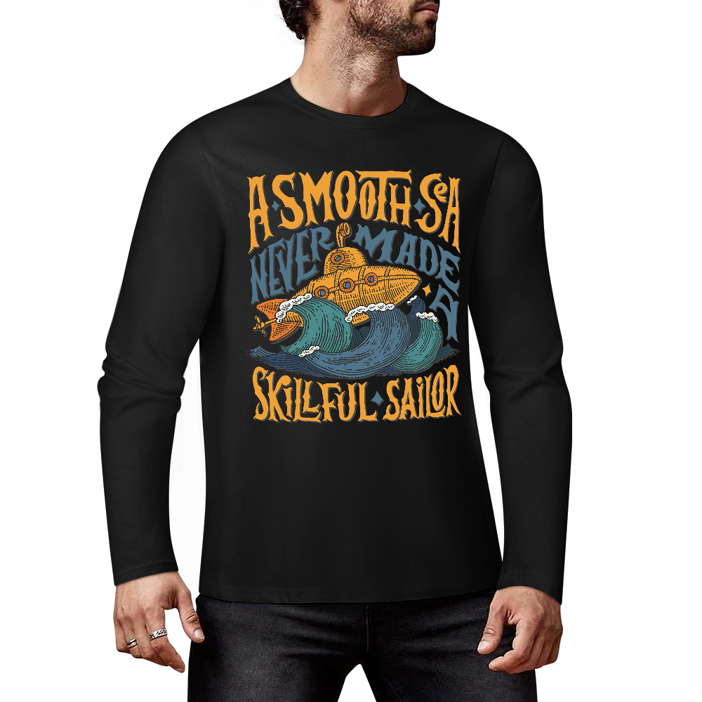 Black pure cotton long sleeve T-shirt with ASMODUS SOULFUL SHAKER graphic, casual wear.