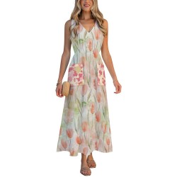 Women's V-neck vest I-bag dress