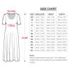 Size chart for round neck short sleeve dress, showing bust, waist, and length measurements.