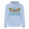 Light blue cotton SURFING hoodie with graphic, loose fit, for daily wear