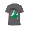Gray men's cotton T-shirt with 'Just Do It' cartoon design, 100% cotton, breathable fabric