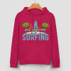 Hot pink California Surfing hoodie, loose fit, 100% cotton, suitable for daily wear.