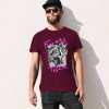 Men's burgundy 100% cotton 'Fearless Tiger' graphic tee, front view, collection.