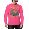 Pink pure cotton long-sleeved T-shirt featuring ASMODUS Shark Attack graphic, casual wear.