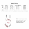 One-piece swimsuit size chart with bust, waist, and leg width measurements, summer wear