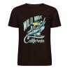Black pure cotton surfing T-shirt with Wild Wave California graphic, summer fashion