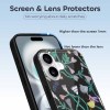 iPhone 16 Series Glass Case with Floral Design and Screen & Lens Protectors for Scratch Resistance