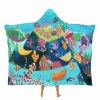 Cloak Hooded Blanket with vibrant underwater scene, coral, fish, and jellyfish.