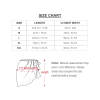 Beach wrap skirt size chart with dimensions in cm/in, product size guide