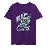 Purple cotton surfing T-shirt with 'Wild Wave California' design, summer fashion
