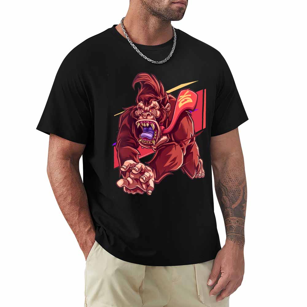 Men's black 100% cotton t-shirt with red monster graphic print | Inkedjoy
