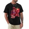Men's black 100% cotton t-shirt with red monster graphic print | Inkedjoy