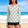 Women's long sleeve sun protection shirt with checkered heart pattern