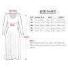 Plus size dress size chart - shoulder, bust, length measurements for crew neck long sleeve dress