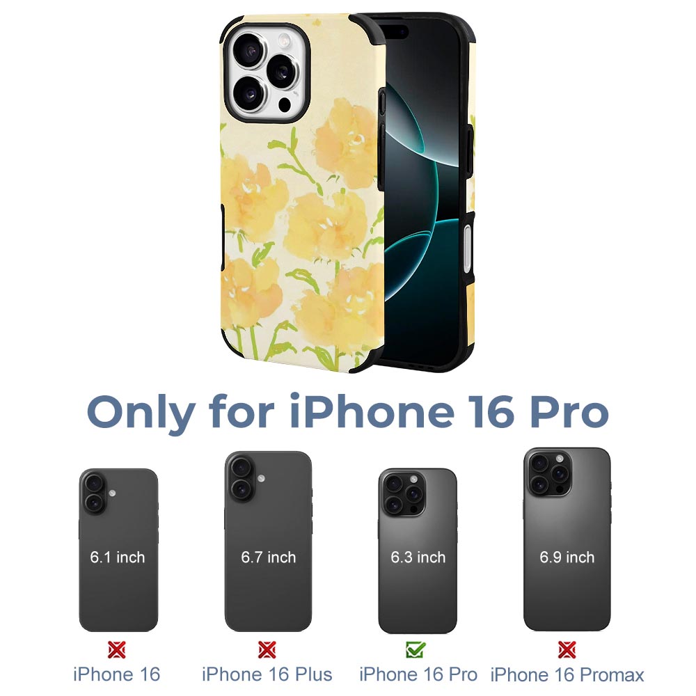 iPhone 16 Pro Fiber Skin Case with yellow floral design