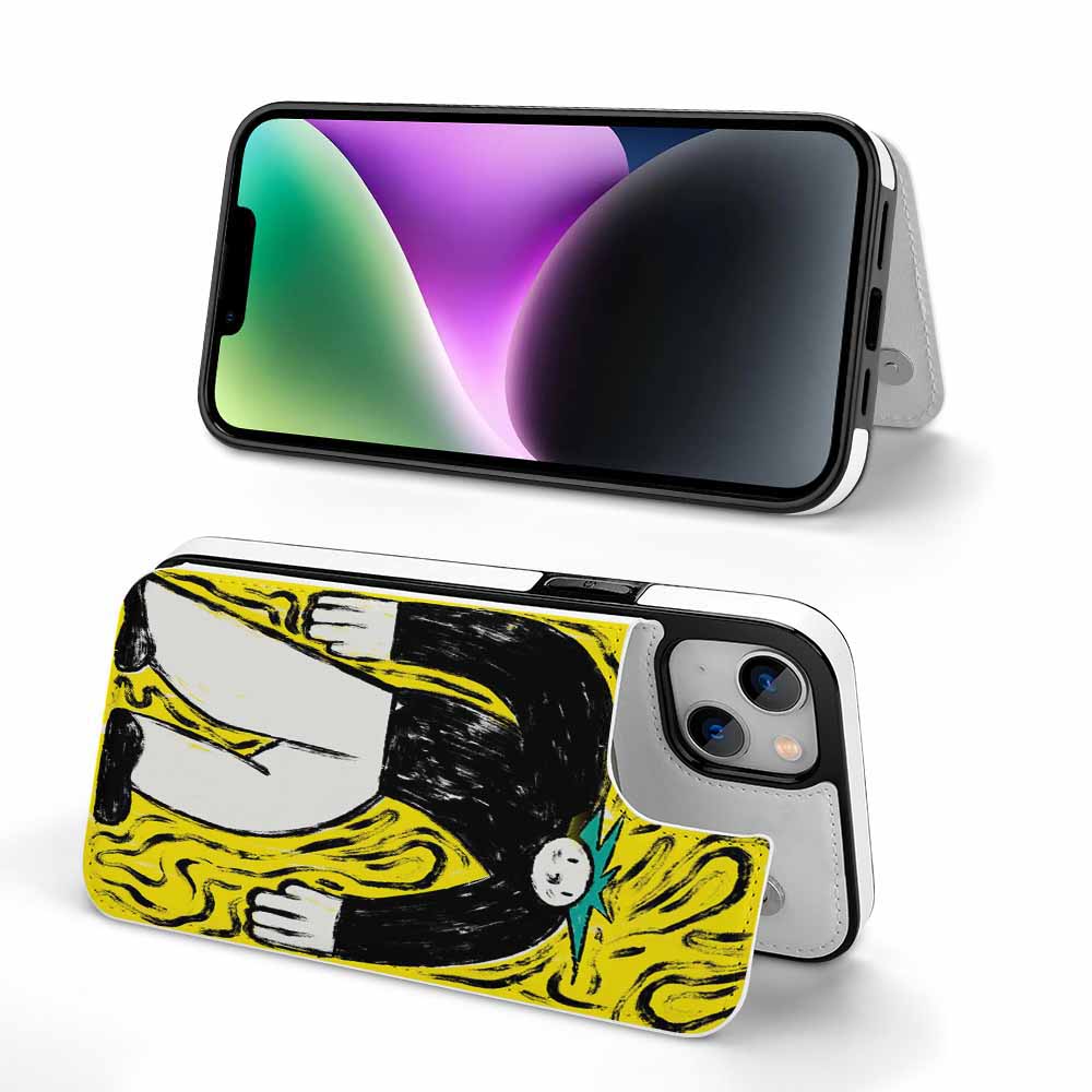iPhone 14 case with artistic design and card slot, drop resistant