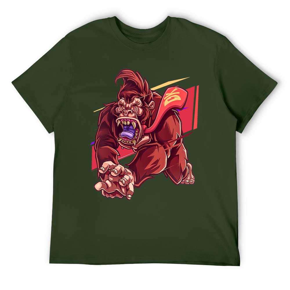 Men's green cotton t-shirt with red monster graphic print | Inkedjoy 100% cotton
