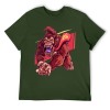 Men's green cotton t-shirt with red monster graphic print | Inkedjoy 100% cotton